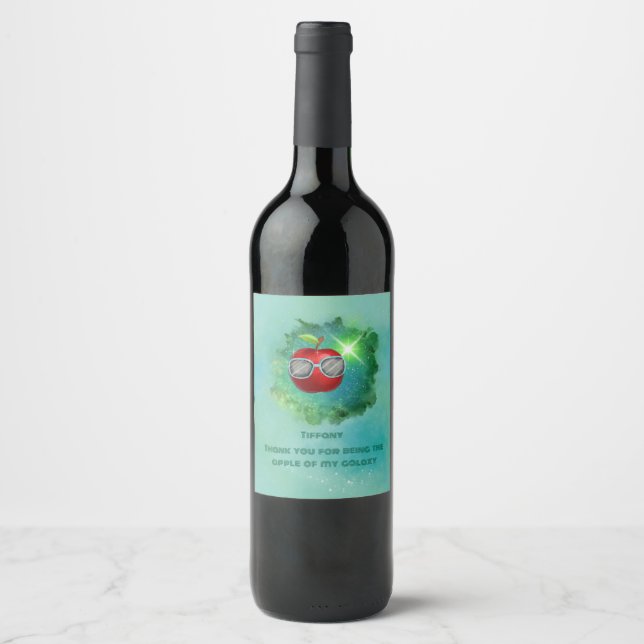 Apple in Thankful Galaxy Wine Label (Front)