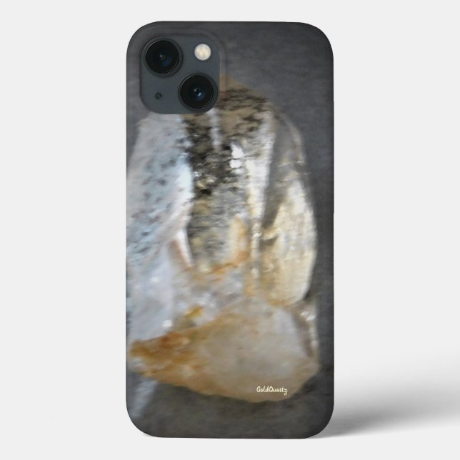 apple iphone13  case  gold quartz crystal design  (Back)