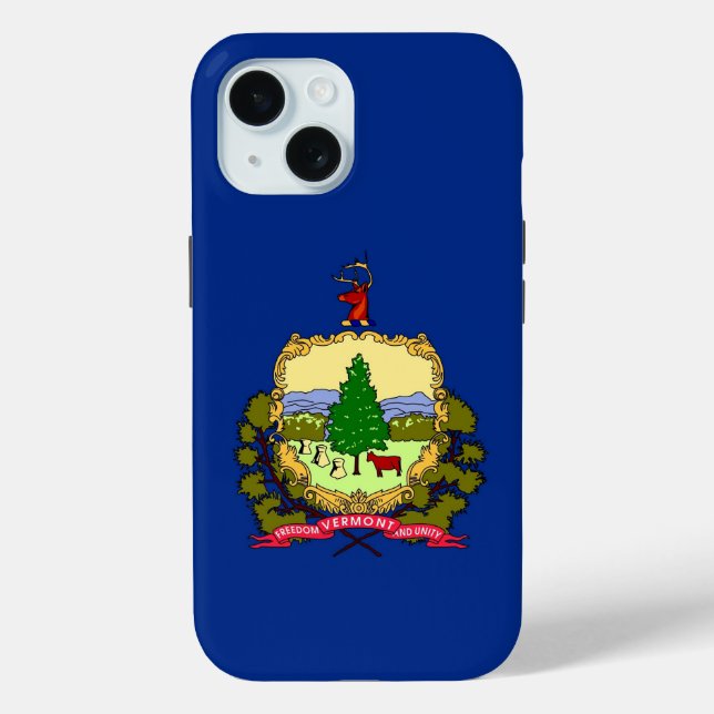 Apple iPhone 15 Case-Mate, Vermont State flag Case-Mate iPhone Case (Back)