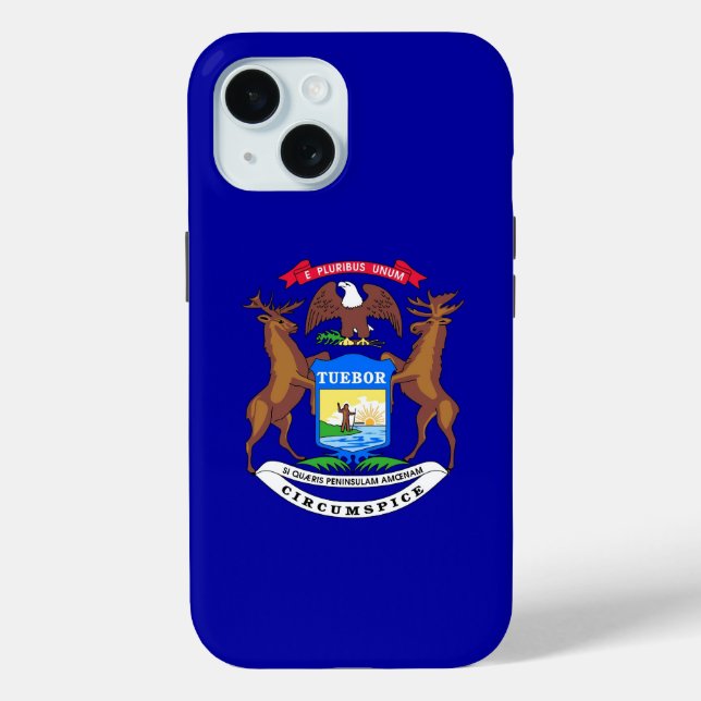 Apple iPhone 15 Case-Mate with Michigan flag Case (Back)