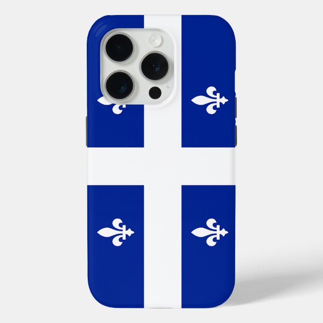Apple iPhone 15 Pro Case-Mate, Quebec flag Case-Mate iPhone Case (Back)