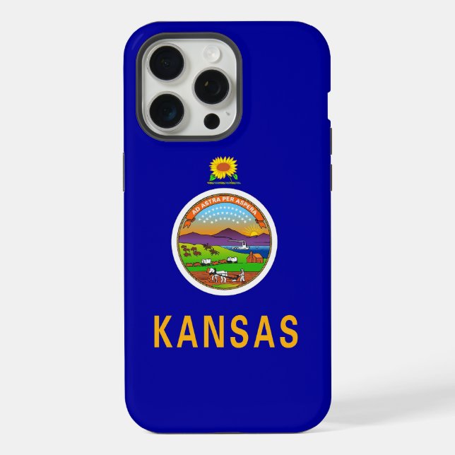 Apple iPhone 15 Pro Max Case, Kansas flag Case (Back)