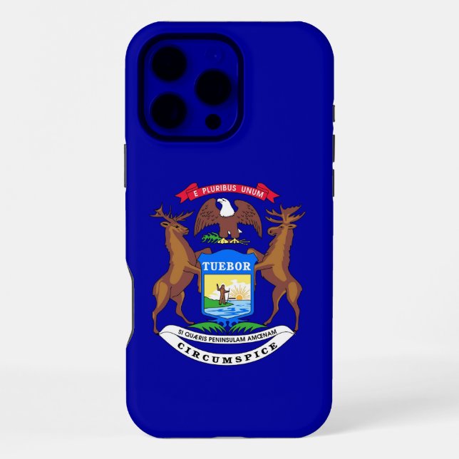 Apple iPhone 16 Pro Max Case, Michigan flag Case (Back)