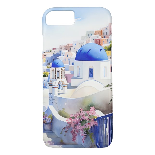 Apple iPhone 8/7, Phone Case Santorini Oia (Back)