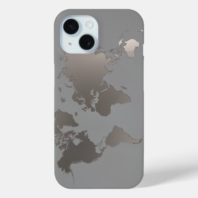 Apple iPhone Case World Map Travel Silver Grey (Back)