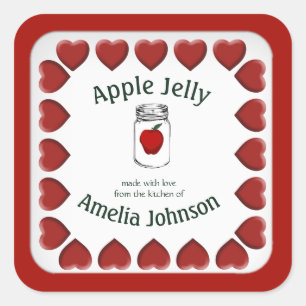 Apple Jam Made with Love Custom Square Sticker