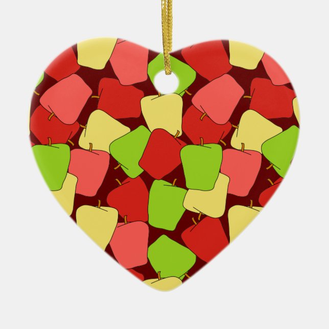 Apple Jumble Pattern Ceramic Tree Decoration (Front)