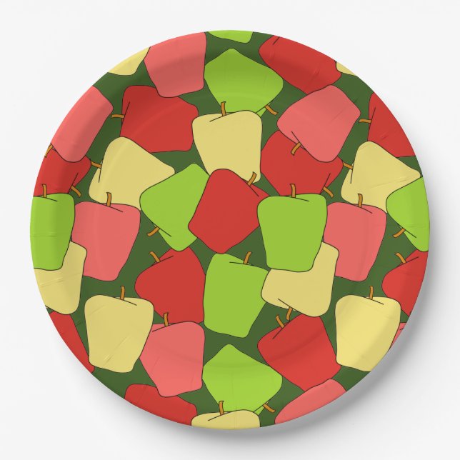 Apple Jumble Pattern Paper Plate (Front)