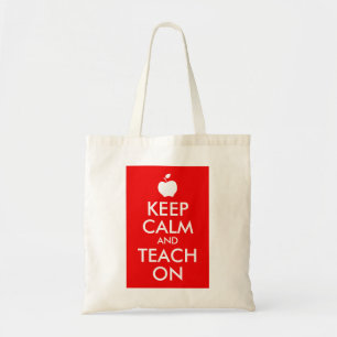 Apple Keep Calm and Teach On Tote Bag