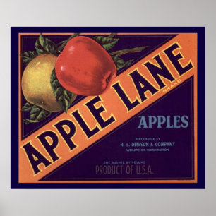 Apple Lane Brand Crate Label Poster
