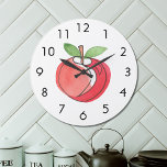 Apple Large Clock<br><div class="desc">This fun apple wall clock is decorated with a watercolor red apple.
Makes a great gift for teachers and for your favourite cook. Perfect for the classroom and the kitchen.
Original Watercolor © Michele Davies.</div>