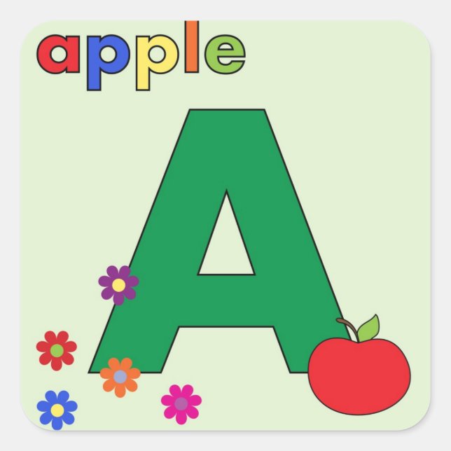 Apple Letter A Square Sticker (Front)
