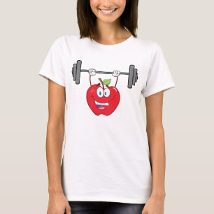 Apple Lifting Weights Fitness Fruit Character  T-Shirt