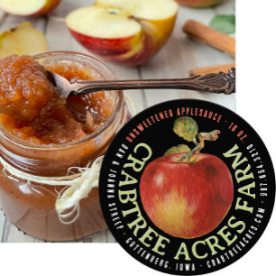 APPLE LOGO Farm Orchard Business Applesauce   Clas Classic Round Sticker