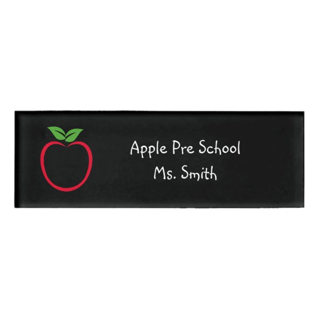 Apple Logo Template Teacher Name Tags (Front)