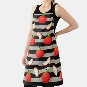 Apple Modern Black & White Stripes Apron