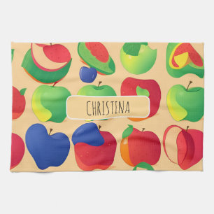 Apple Modern Colourful Personalised Pattern Tea Towel