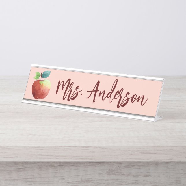 Apple Modern Personalised Teacher Desk Name Plate (Front)