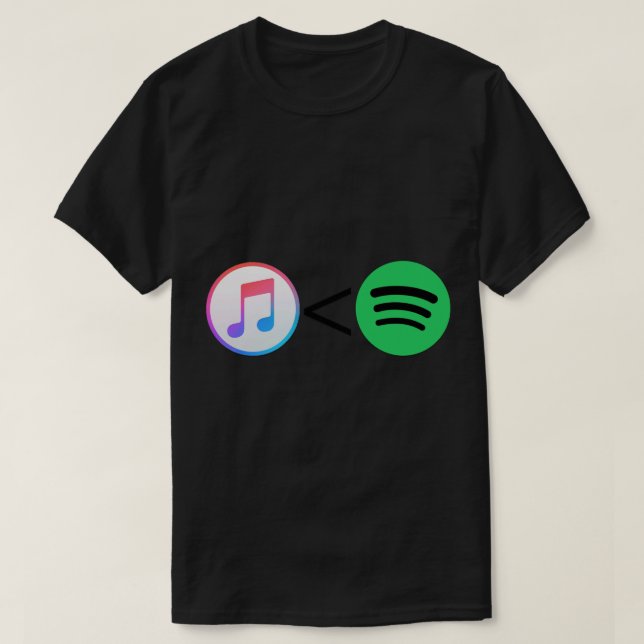 Apple Music&lt;Spotify Sticker T-Shirt (Design Front)