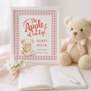 Apple of Eye Gingham Sign Guest Book Baby Shower