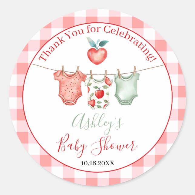 Apple of My Eye Baby Shower Classic Round Sticker (Front)