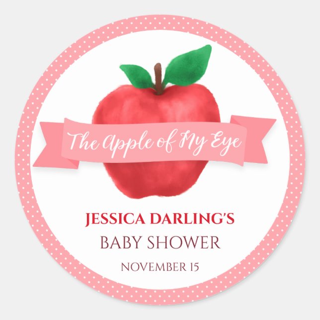 Apple of my Eye Baby Shower Classic Round Sticker (Front)