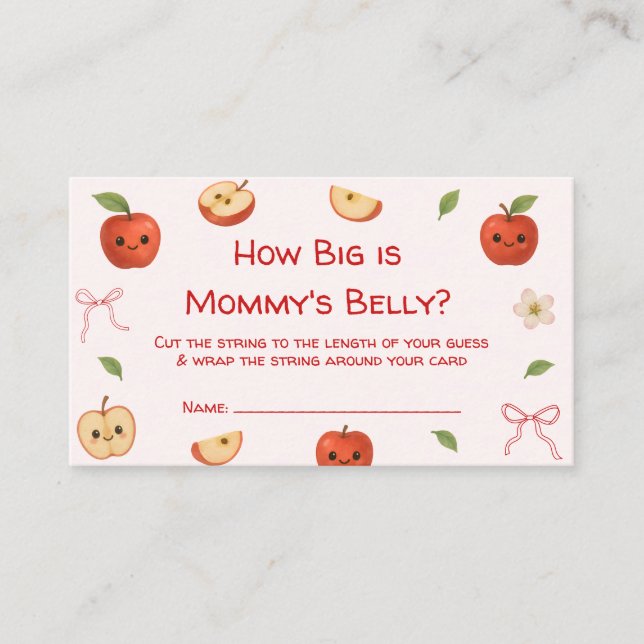 Apple of My Eye Baby Shower How Big is Her Belly  Enclosure Card (Front)