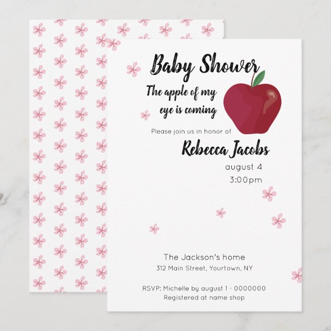 Apple of my eye Baby Shower Invitation (Front/Back)