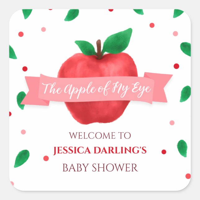 Apple of my Eye Baby Shower Square Sticker (Front)