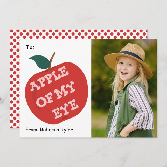 Apple of my Eye Classroom Photo Valentines Day Hol Holiday Card (Front/Back)