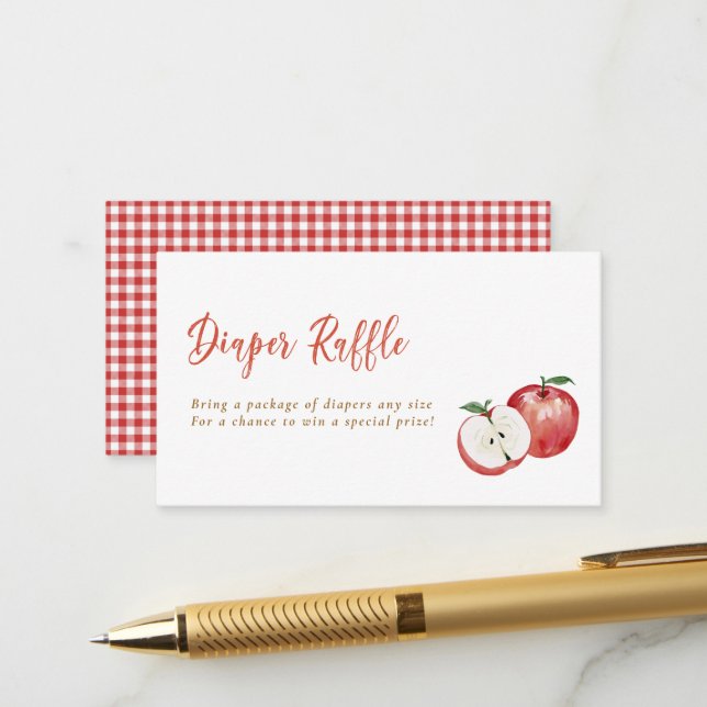 Apple of My Eye Diaper Raffle Enclosure Card (Front/Back In Situ)