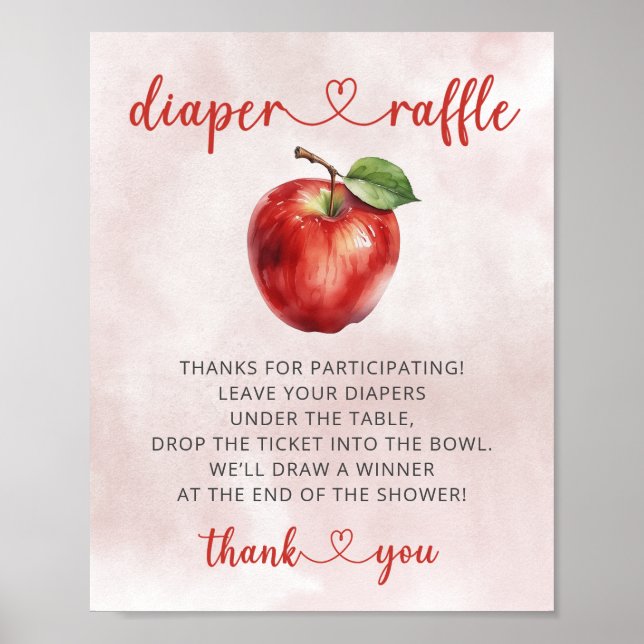 Apple Of My Eye Diaper Raffle Sign (Front)