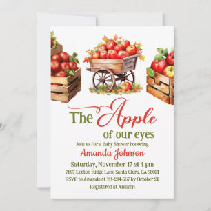 Apple of My Eye Fall Market Basket Baby Shower Invitation