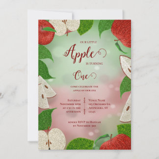 Apple of My Eye First Birthday Invitation