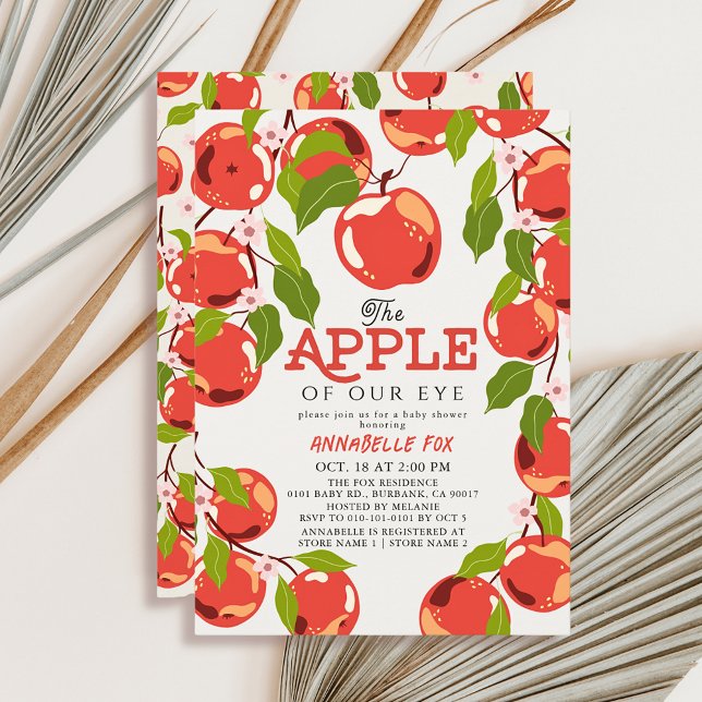 Apple of my Eye Floral Gender-neutral Baby Shower Invitation (Creator Uploaded)