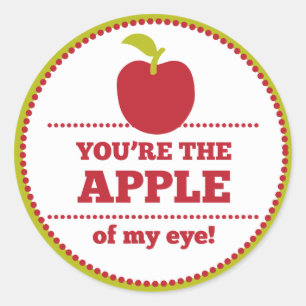 Apple of My Eye Fruit Valentine Classic Round Sticker