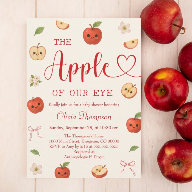 Apple of My Eye Gender Neutral Baby Shower Invitation (Creator Uploaded)
