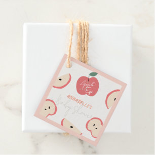 Apple of my Eye Pink Girl Baby Shower Favour Tags