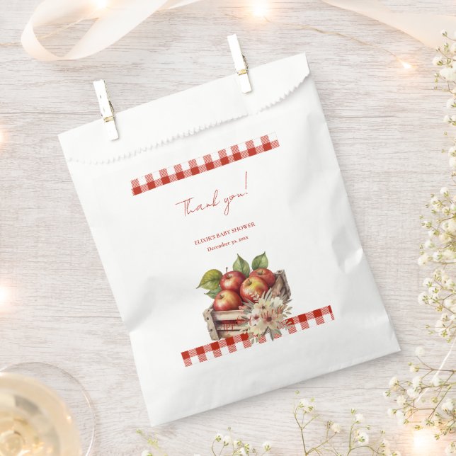 Apple of my eye Red Orchard Baby Shower Favour Bags (Clipped)