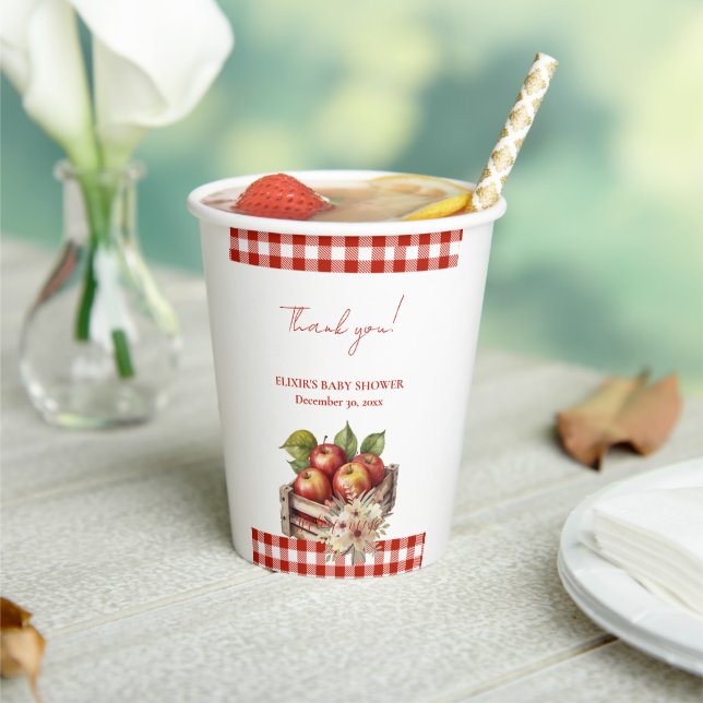 Apple of my eye Red Orchard Baby Shower Paper Cups (Insitu)