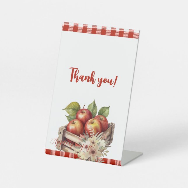 Apple of my eye Red Orchard Baby Shower Pedestal Sign (Front)