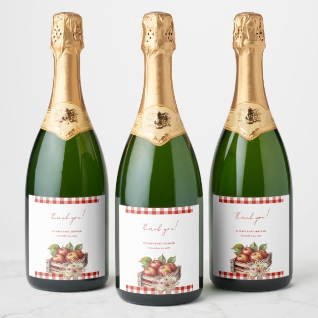 Apple of my eye Red Orchard Baby Shower Sparkling Wine Label (Bottles)