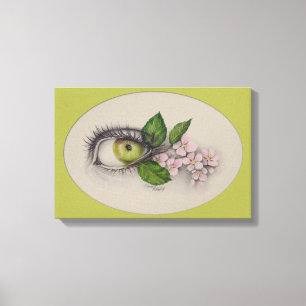 Apple of my eye Surreal drawing art Green Canvas Print