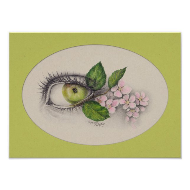 Apple of my eye Surreal drawing art Green Photo Print (Front)