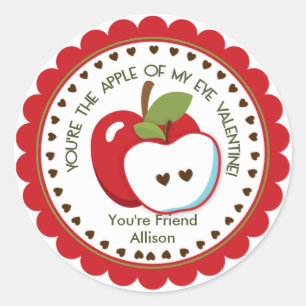 Apple of my eye Valentine Personalised Name Classic Round Sticker