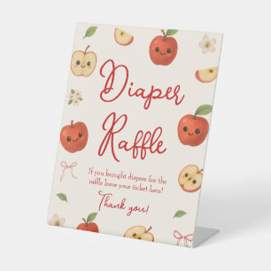 Apple of Or Eye Baby Shower Diaper Raffle Pedestal Sign