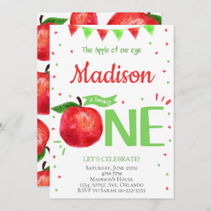 Apple of our Eye 1st Birthday Invitation