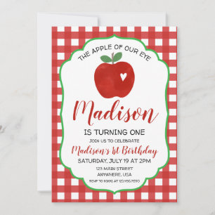 Apple of our Eye 1st Birthday Invitation