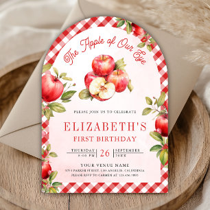 Apple Of Our Eye 1st First Photo Birthday Party Invitation