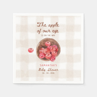 apple of our eye apple basket baby shower napkin